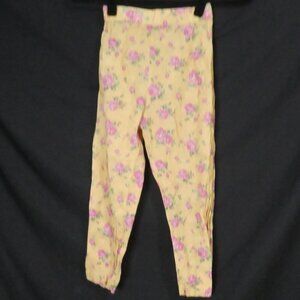 Unbranded | 10.5 inch waist measured | Floral Mustard Pants With Pink Flowers